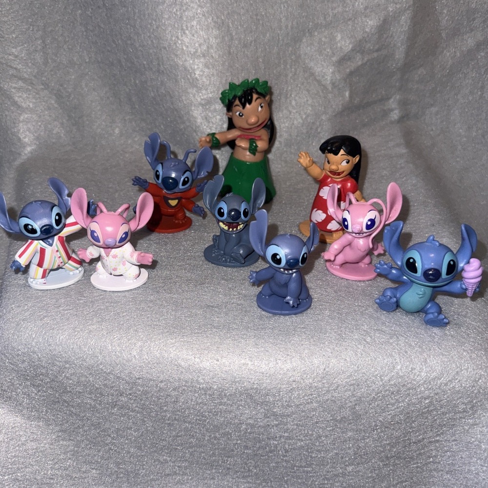 Lot Of 9 Disney Lilo And Stitch PVC Figures/Cake Toppers-stitch, Angel,Lilo,